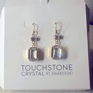 Touchstone Swarovski Crystal gold handing statement earrings